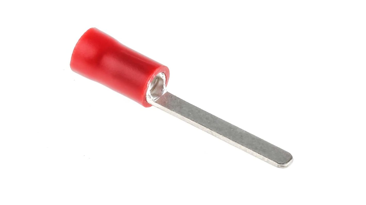 RS PRO Insulated Crimp Blade Terminal 17.6mm Blade Length, 0.5mm² to 1.5mm², 22AWG to 16AWG, Red