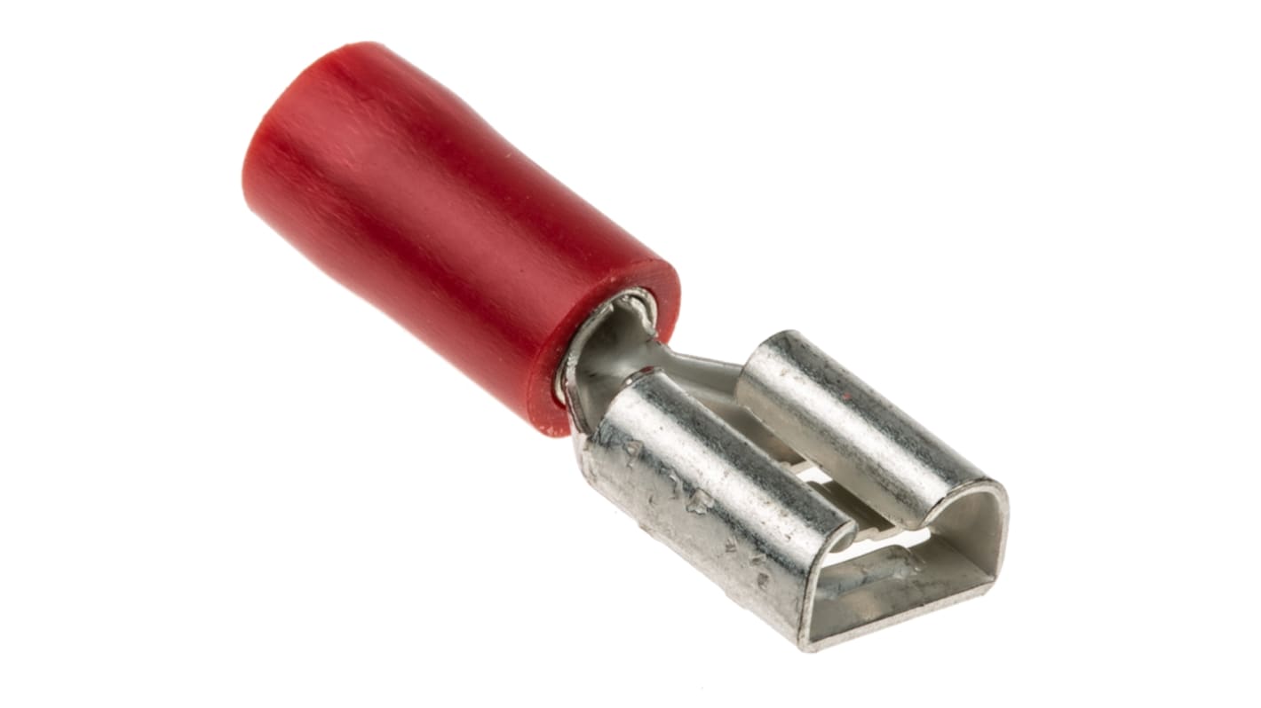 RS PRO Red Insulated Female Spade Connector, Receptacle, 6.3 x 0.8mm Tab Size, 0.5mm² to 1.5mm²