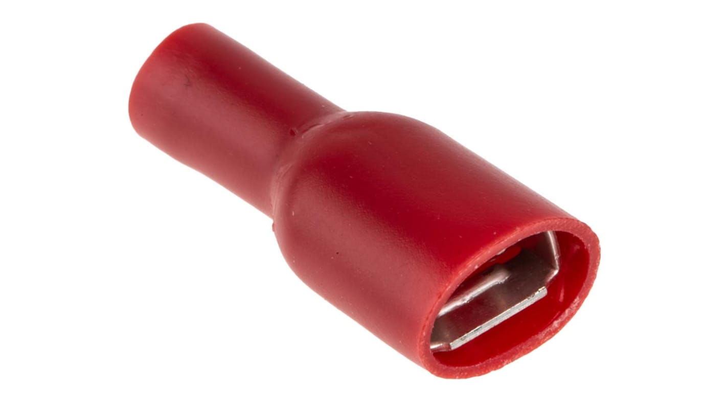 RS PRO Flachsteckhülse, Rot, Isoliert, 6.3 x 0.8mm, Buchse, 0.5mm² - 1.5mm², 22AWG min