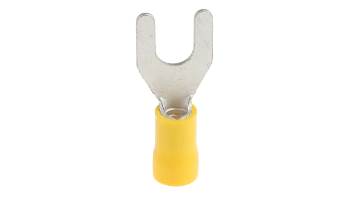 Cosse à fourche à sertir RS PRO Isolée, Jaune 10AWG 6mm² 12AWG 2.5mm²