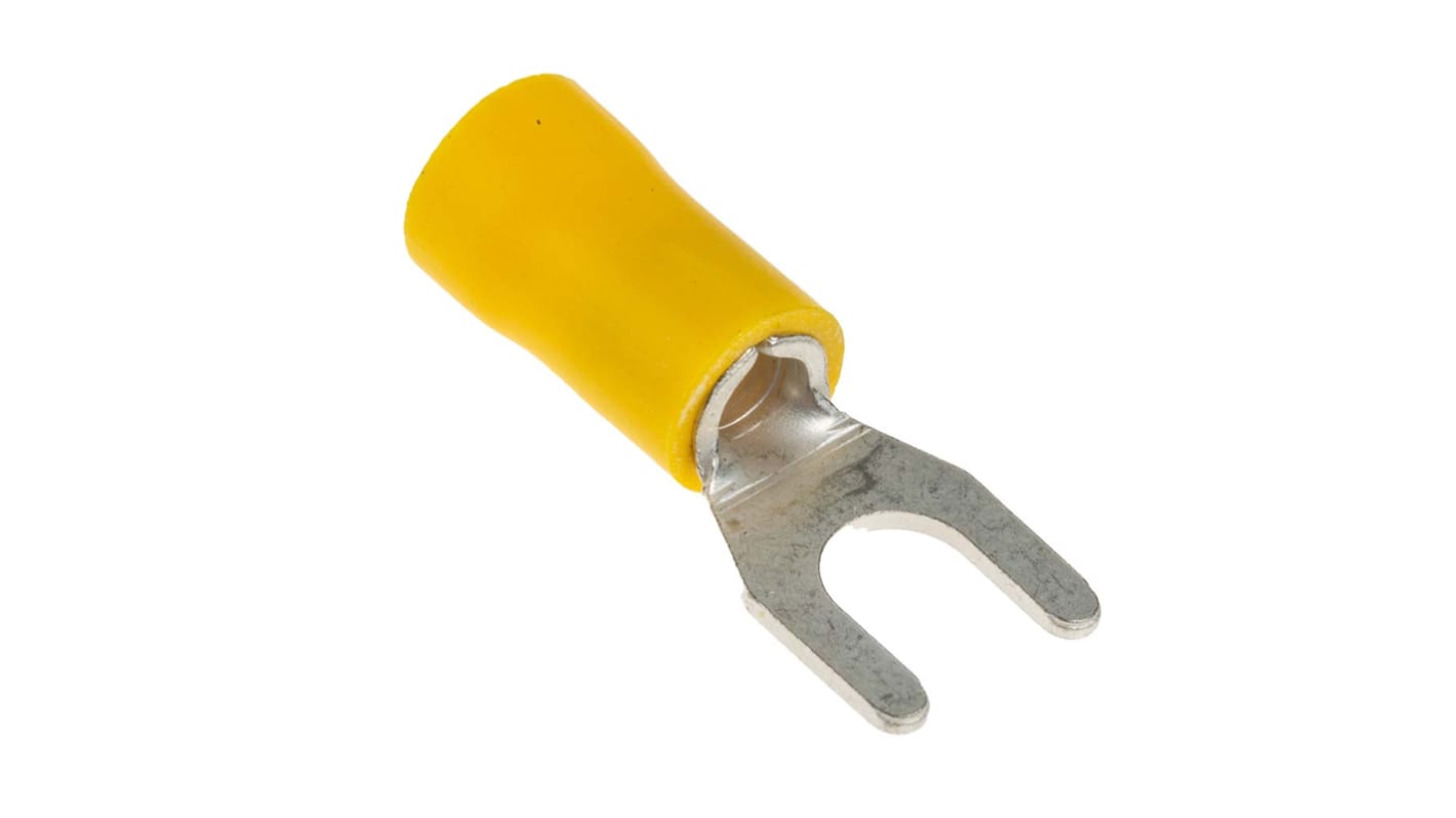 Cosse à fourche à sertir RS PRO Isolé, Jaune 10AWG 6mm² 12AWG 2.5mm²