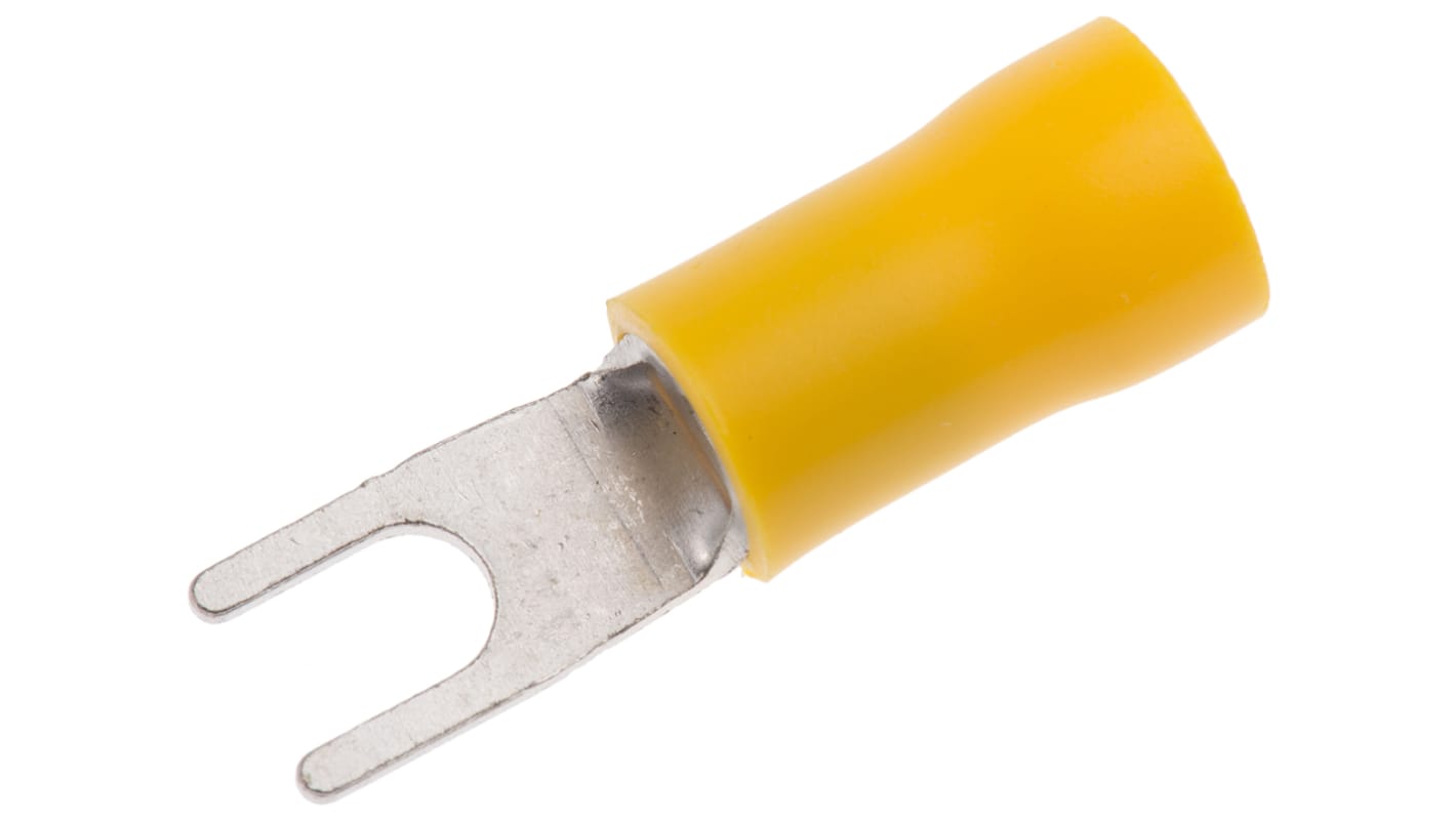 RS PRO Insulated Crimp Spade Connector, 2.5mm² to 6mm², 12AWG to 10AWG, M3.5 Stud Size Vinyl, Yellow