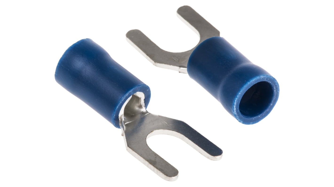 Capocorda a forcella a crimpare RS PRO, perno M5, 1.5mm² - 2.5mm², Blu