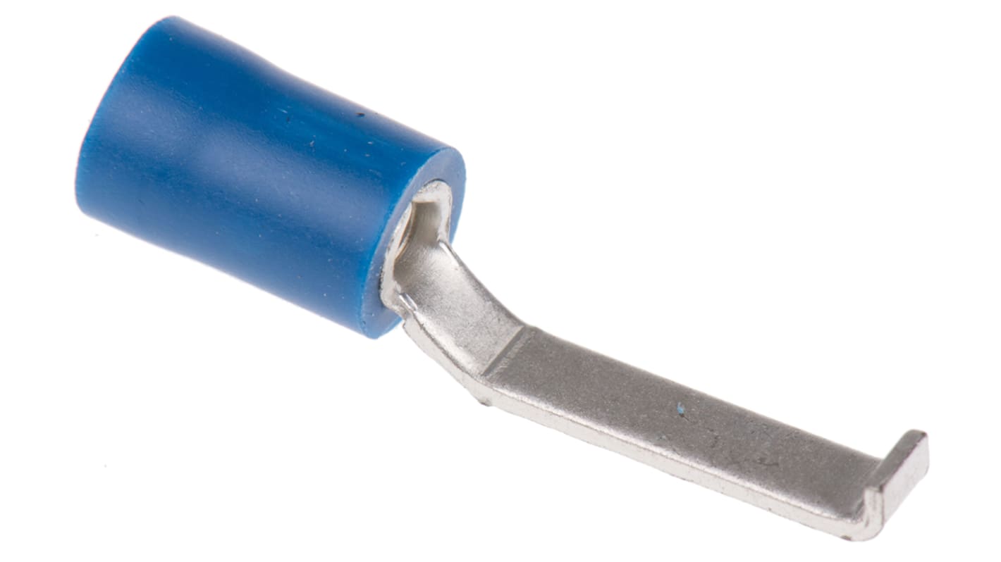 RS PRO Hooked Insulated Crimp Blade Terminal 17.6mm Blade Length, 1.5mm² to 2.5mm², 16AWG to 14AWG, Blue