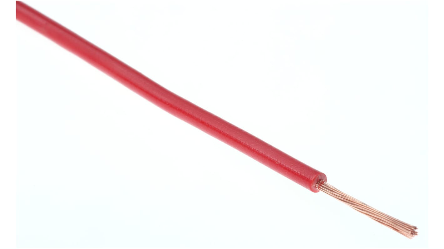 RS PRO Red 0.75 mm² Hook Up Wire, 18 AWG, 100m, PVC Insulation