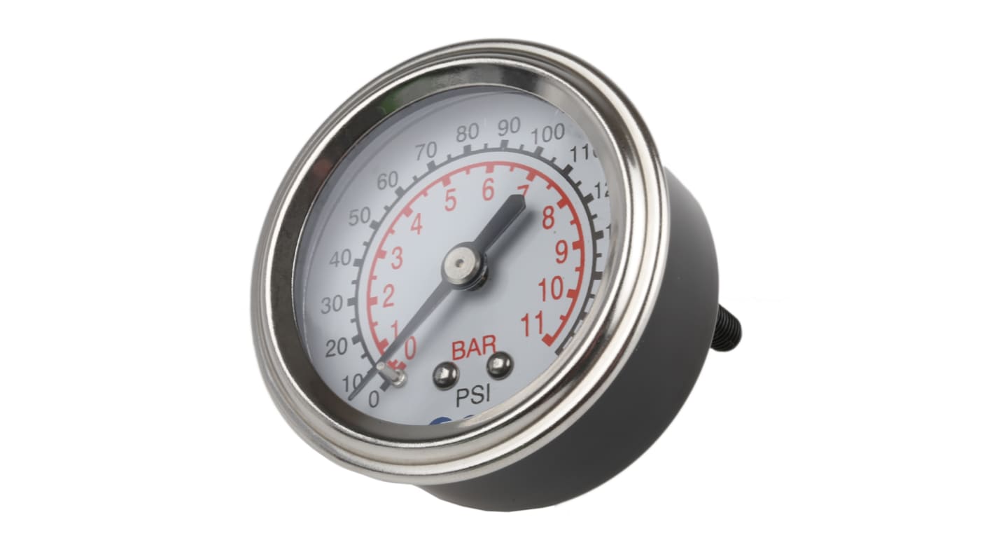 SMC Analogue Pressure Gauge 10bar Back Entry, 5K8-10P, With RS Calibration, 1bar min.