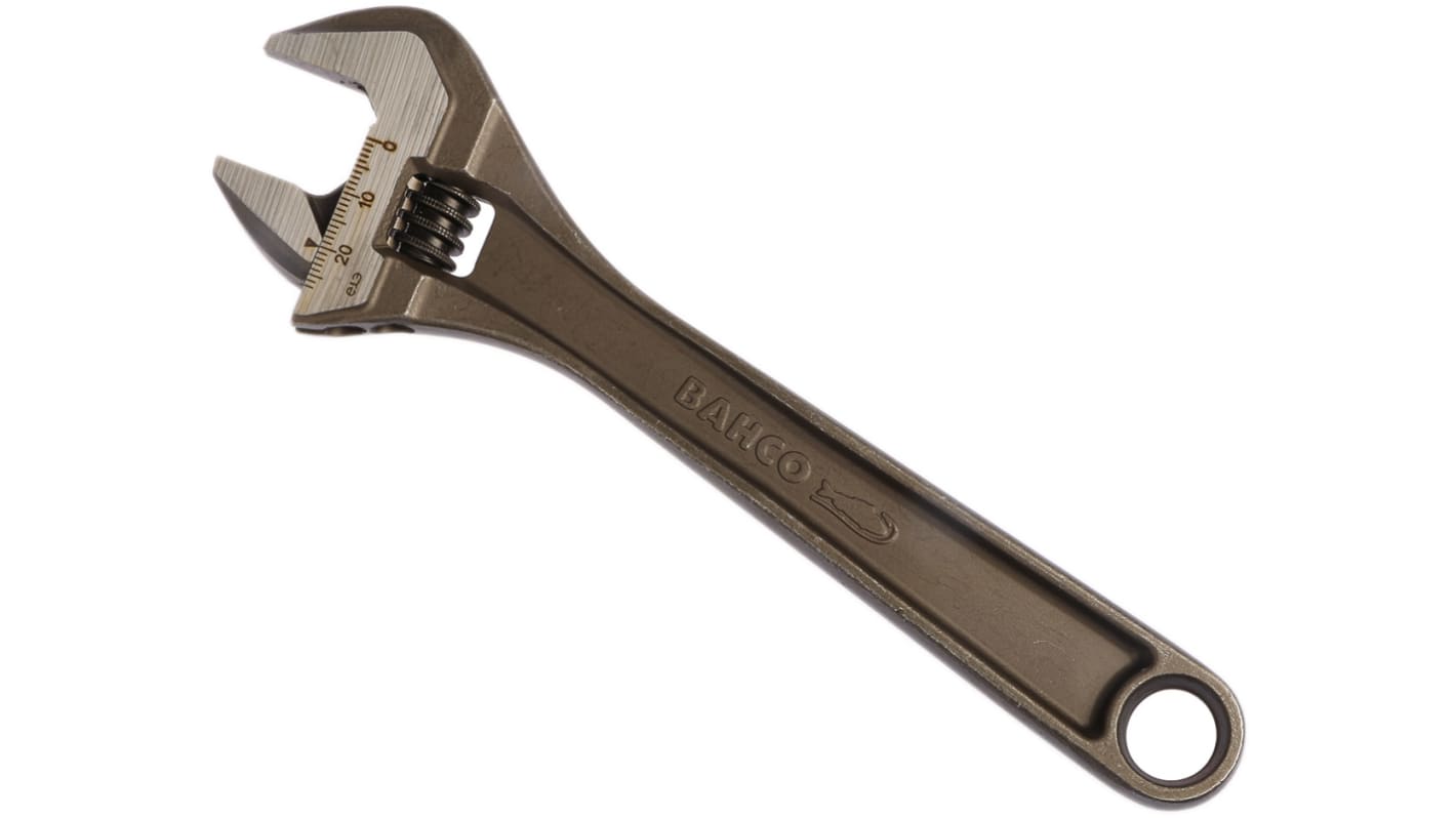 Bahco Adjustable Spanner, 205 mm Overall, 27mm Jaw Capacity, Metal Handle