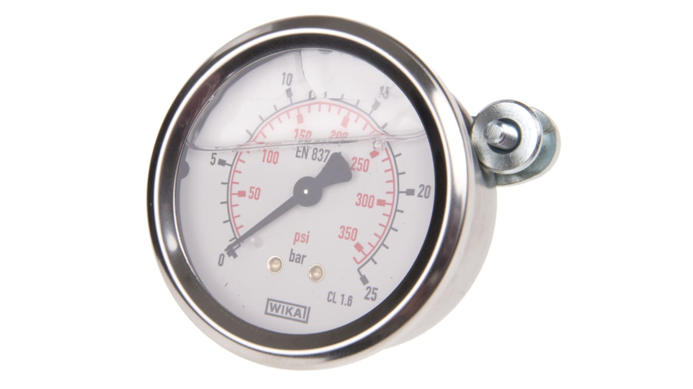 WIKA 9314196 Analogue Positive Pressure Gauge Back Entry 25bar, Connection Size G 1/4