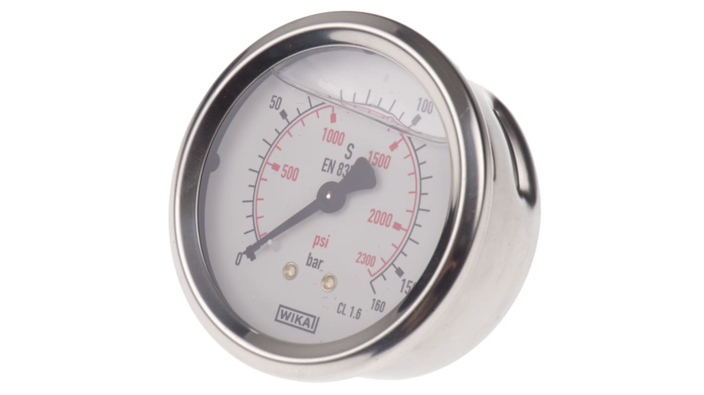 WIKA G 1/4 Pressure Gauge 160bar Back Entry, 9314200, 0bar min.