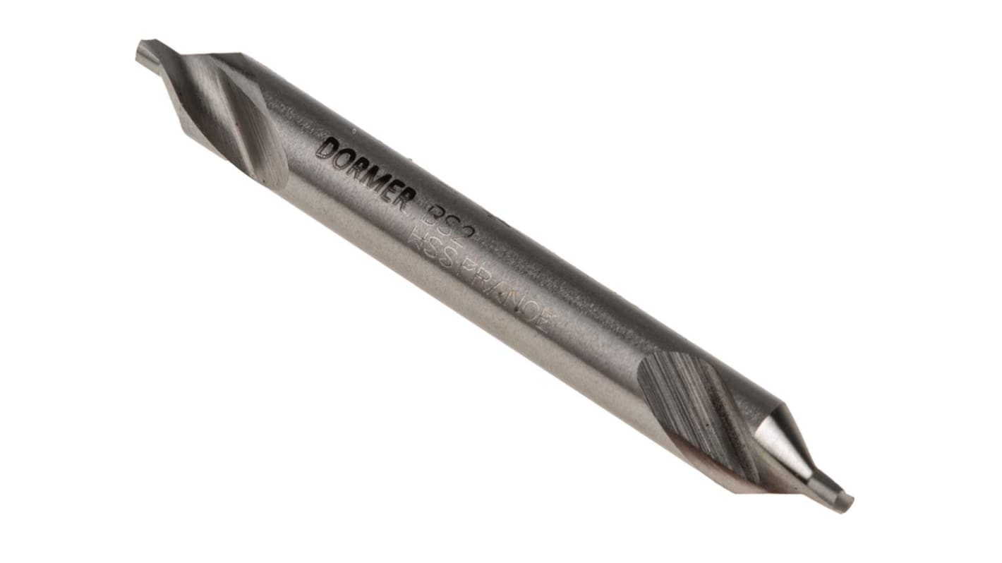 Dormer A225 Series HSS Centre Drill Bit, 1/16" → 3/16" Diameter, 45 mm Overall