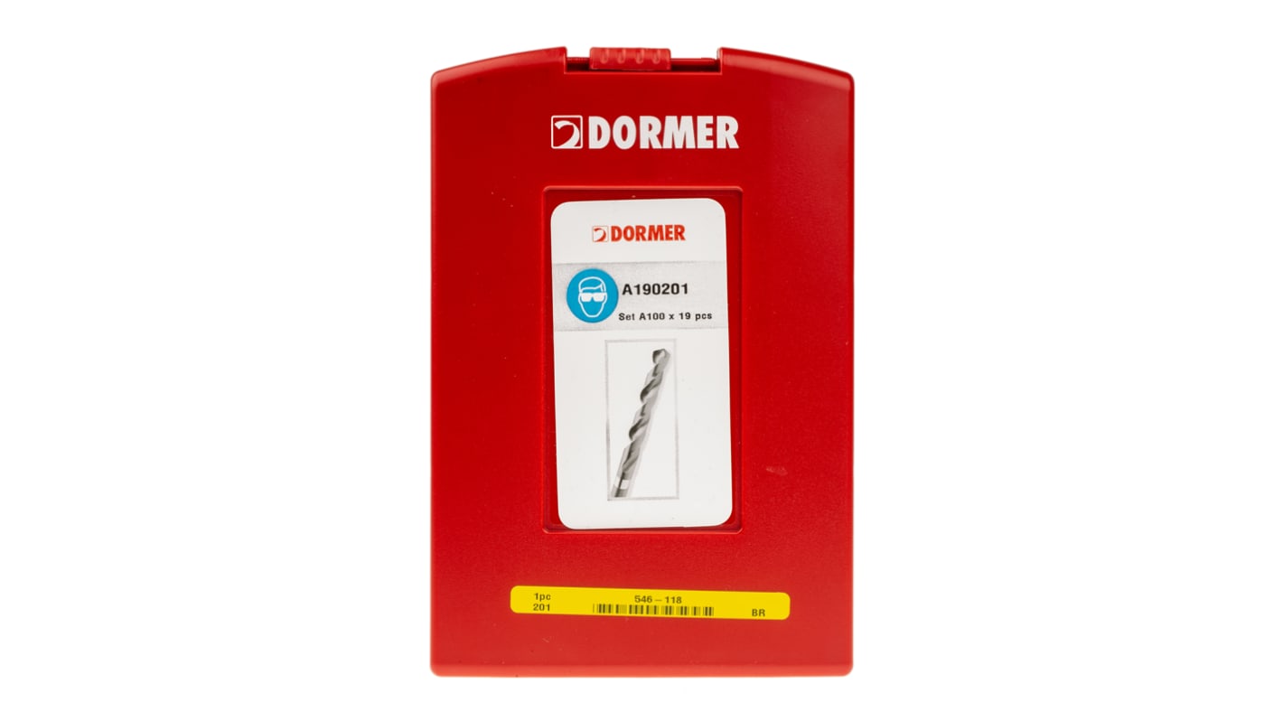 A190 201 Dormer 19Piece Twist Drill Bit Set for MultiMaterial, 10mm