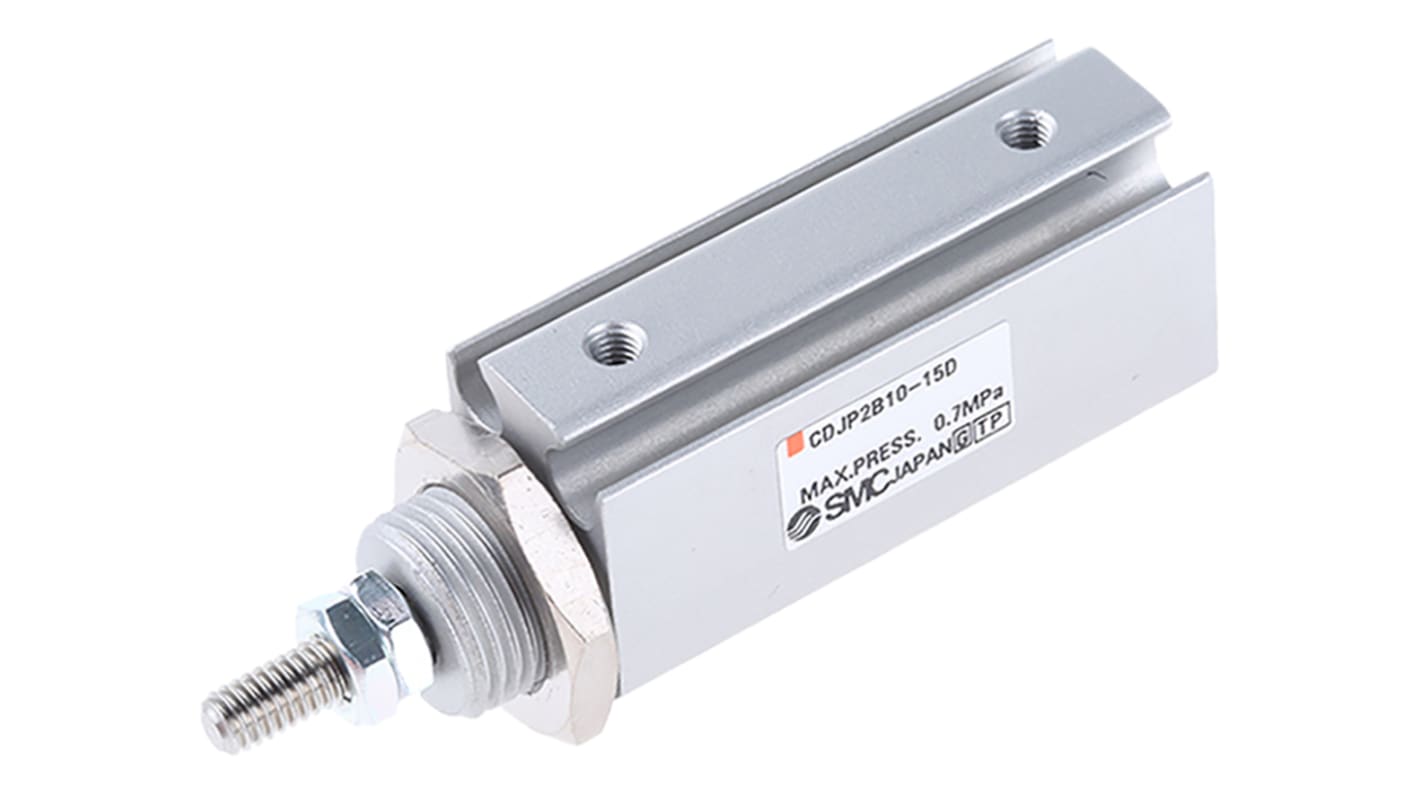 SMC Pneumatic Piston Rod Cylinder - 10mm Bore, 15mm Stroke, CJP2 Series, Double Acting