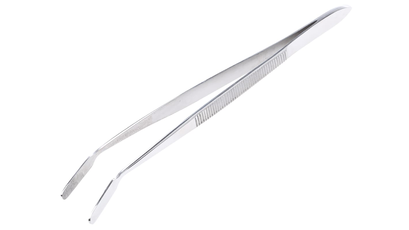 Brucelles RS PRO pointe Plat, Dentelé en  en inox, L. 150 mm