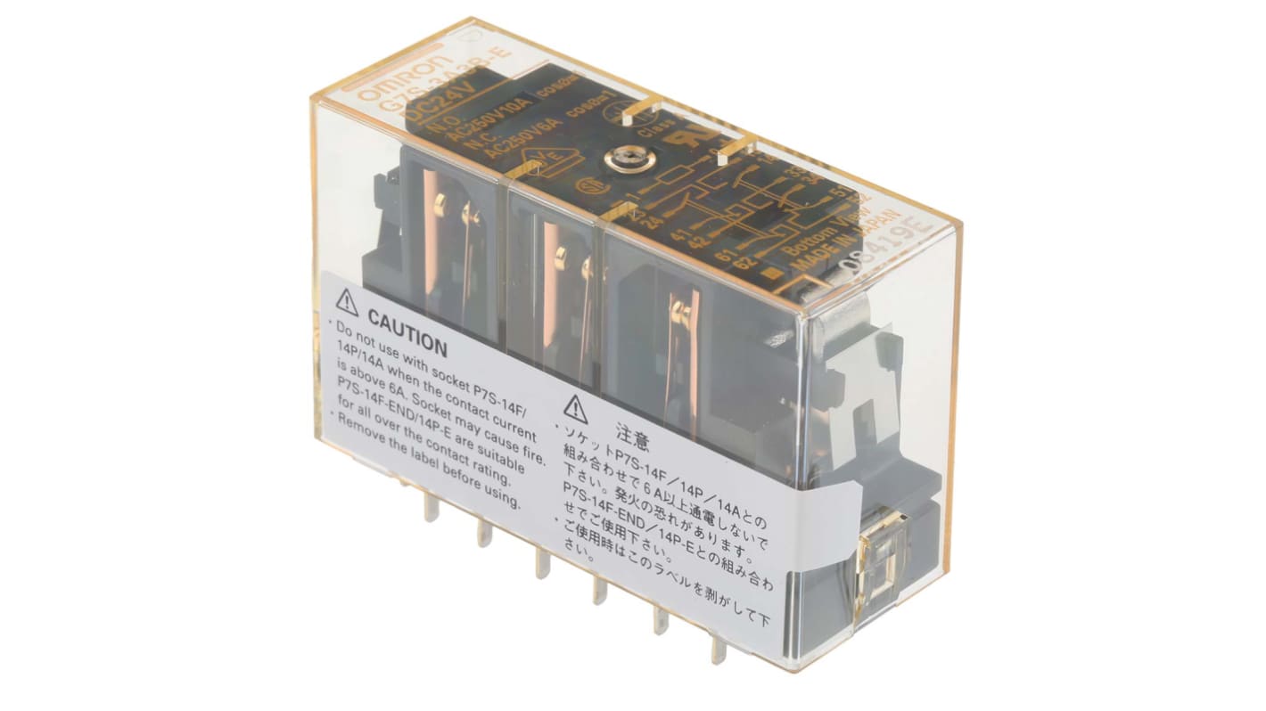 Omron PCB Mount Force Guided Relay, 24V dc Coil Voltage, 6 Pole, 3PDT