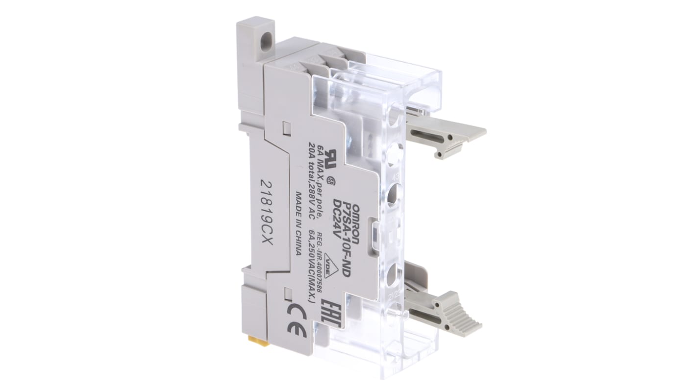 Omron P7SA 10 Pin 24V dc DIN Rail Relay Socket, for use with G7SA Series