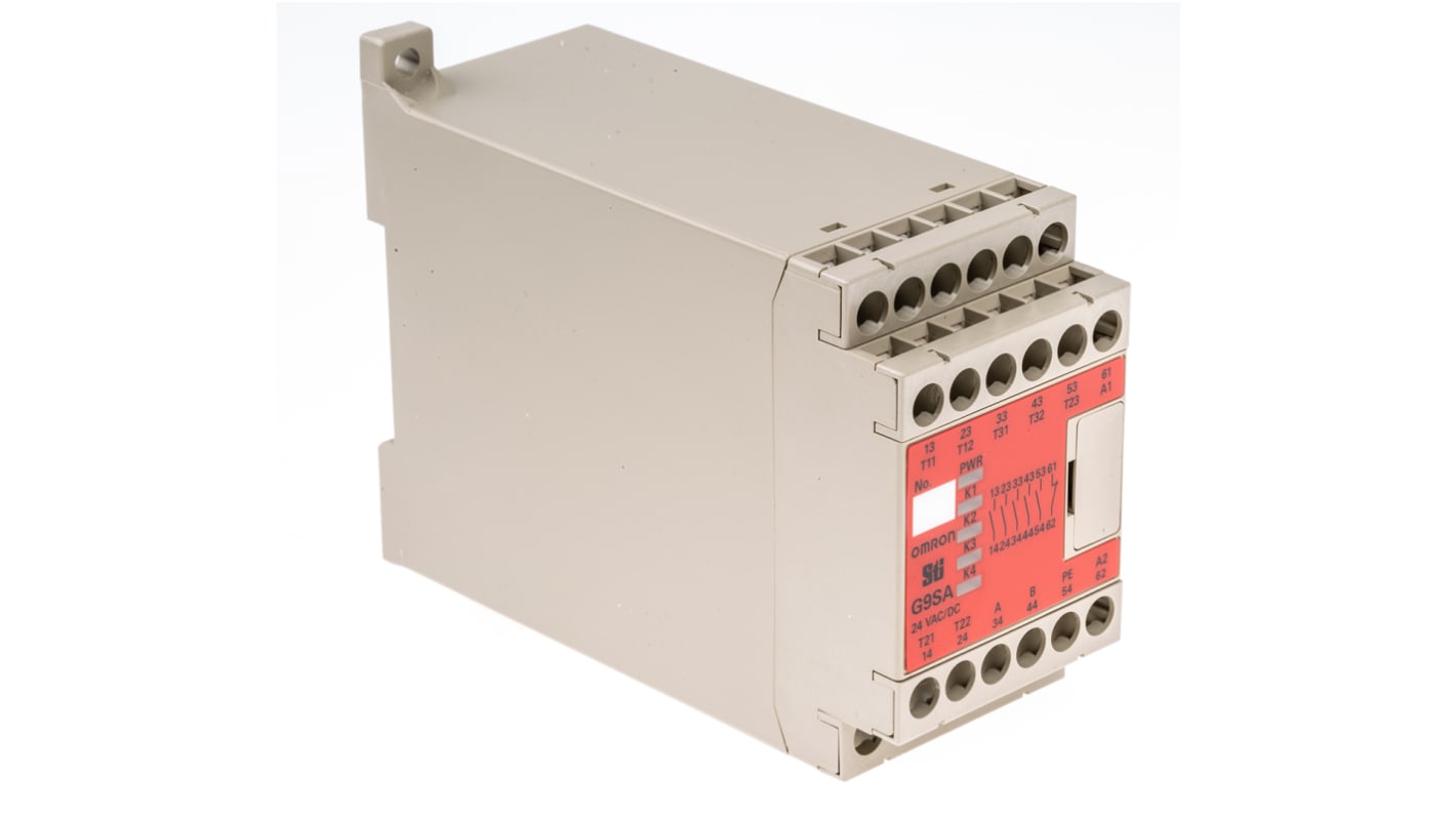 Relé de seguridad Omron G9SA de 1, 2 canales, para Parada de Emergencia, 24V ac/dc, cat. seg. ISO 13849-1 4