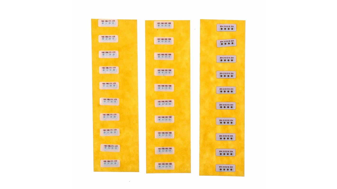 RS PRO Non-Reversible Temperature Sensitive Label, 160°C to 224°C, 4 Levels