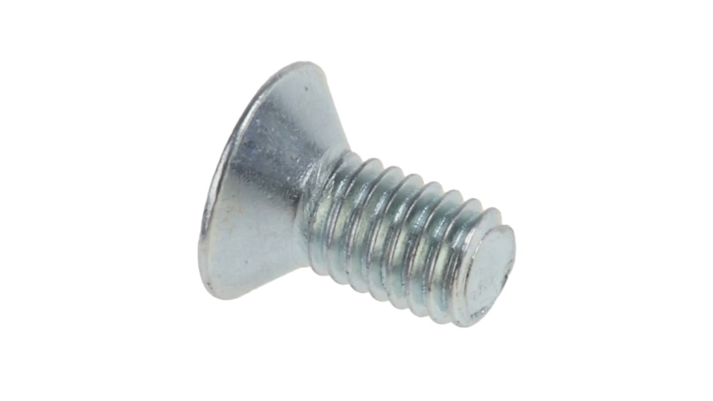 Tornillo de cabeza avellanada con huella Pozidriv RS PRO M3 x 6mm, paso de rosca 0.5mm, de Acero Galvanizado brillante