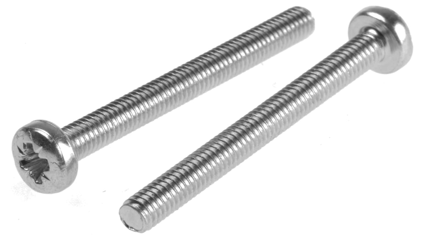 RS PRO Pozidriv Pan Steel Machine Screws DIN 7985, M4x40mm