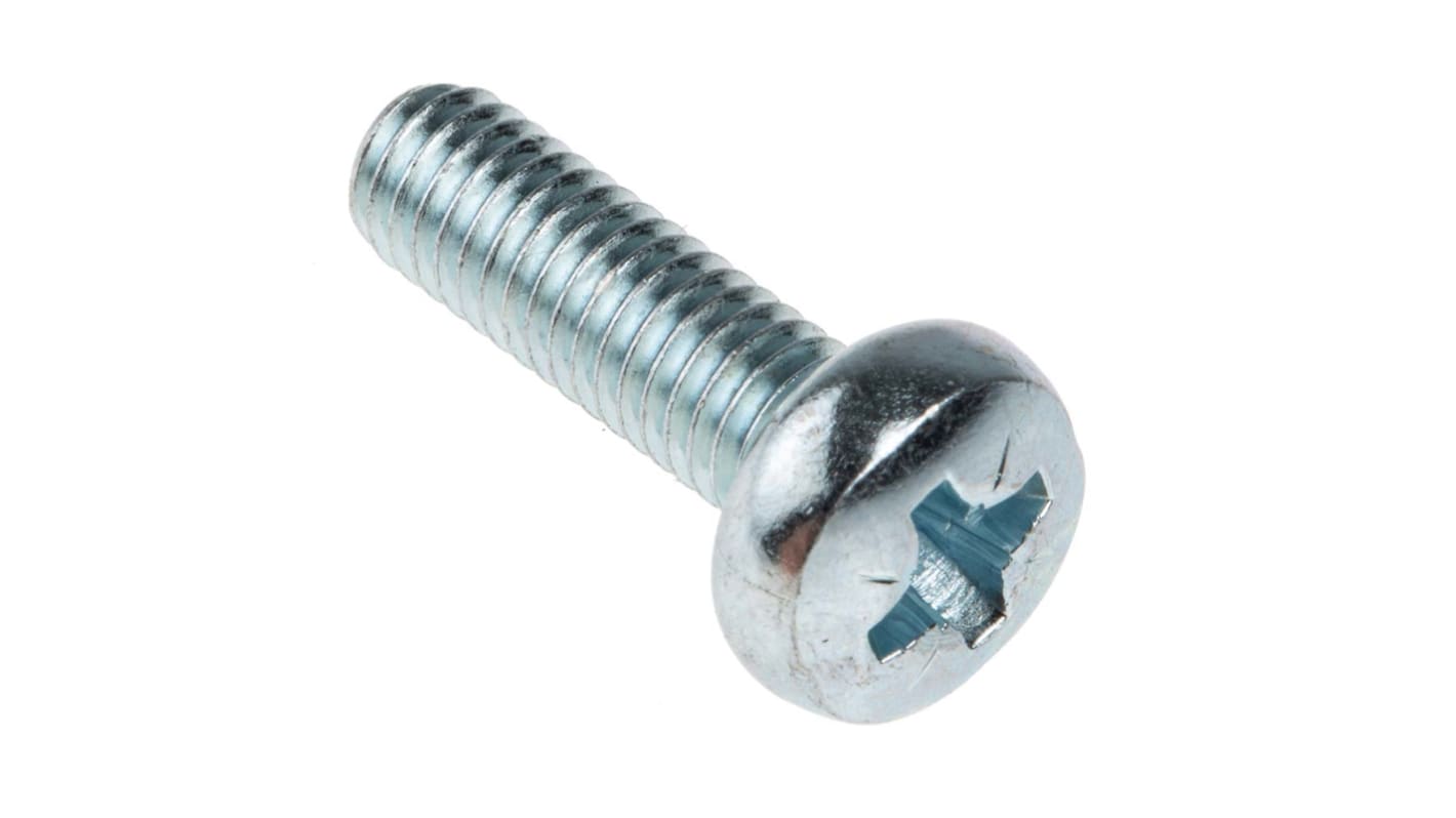 RS PRO Pozidriv Pan Steel Machine Screws DIN 7985, M6x20mm