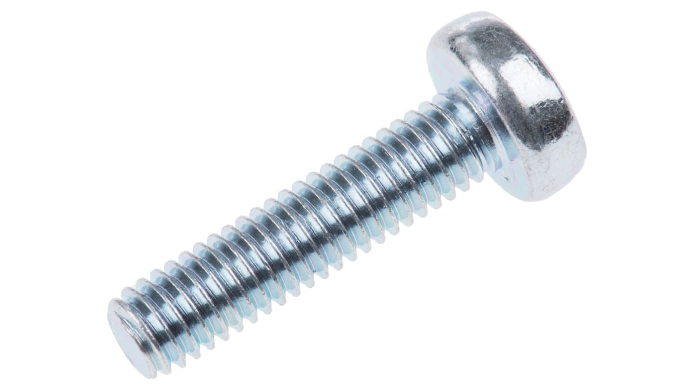 RS PRO Pozidriv Pan Steel Machine Screws DIN 7985, M6x25mm