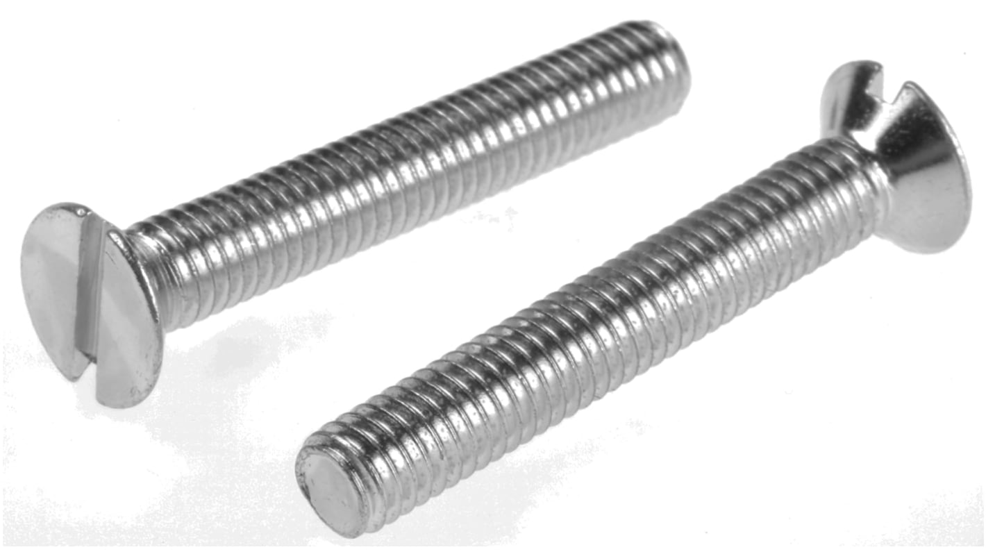 RS PRO Slot Countersunk Steel Machine Screws DIN 963, M6x40mm