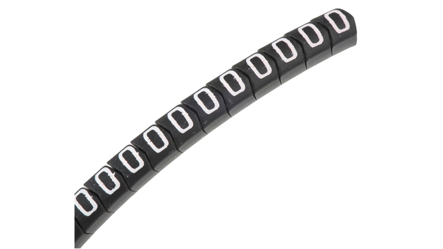 Marcadores de cable HellermannTyton Helagrip de PVC Blanco sobre Negro, texto: 0, Ø máx. 5mm, montaje: Deslizante, 250
