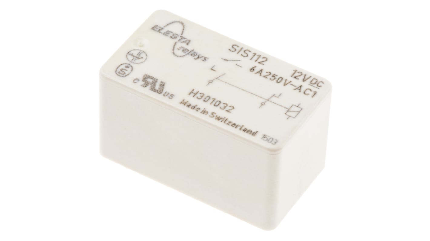 Elesta PCB Mount Force Guided Relay, 12V dc Coil Voltage, 2 Pole, DPST