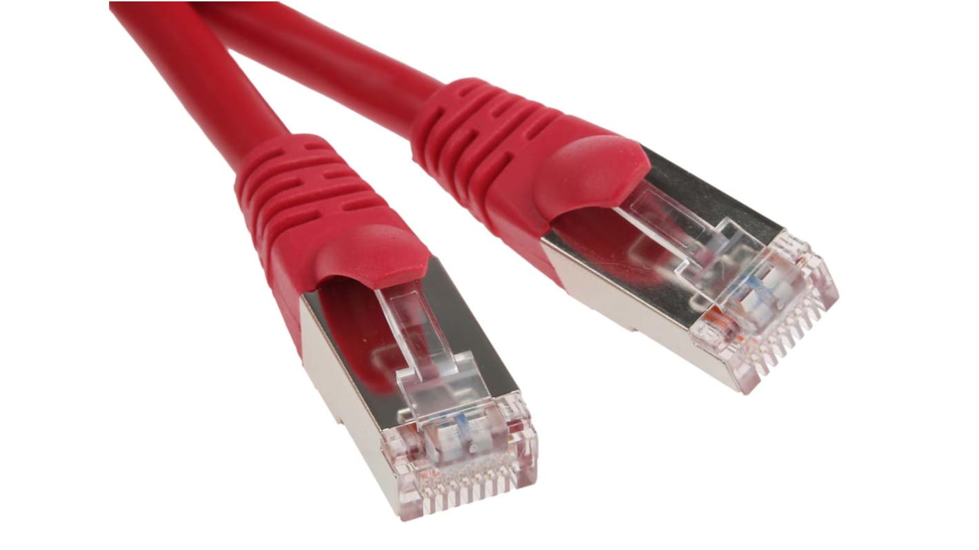 Cavo Ethernet Cat5e (F/UTP) RS PRO, guaina in PVC col. Rosso, L. 0.5m, Con terminazione