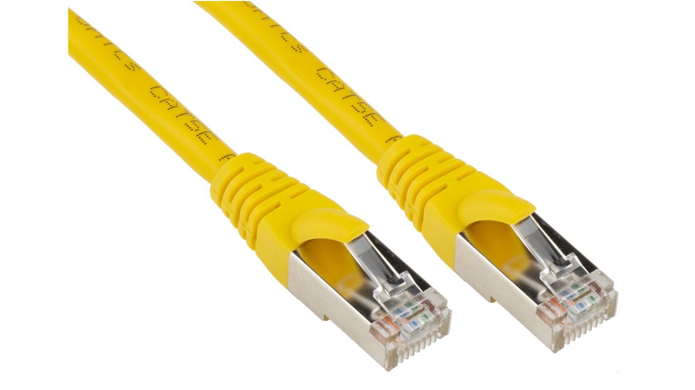 RS PRO Cat5e Male RJ45 to Male RJ45 Ethernet Cable, F/UTP, Yellow PVC Sheath, 3m