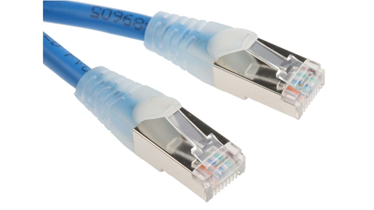 RS PRO Cat5e Male RJ45 to Male RJ45 Ethernet Cable, F/UTP, Blue PVC Sheath, 0.5m