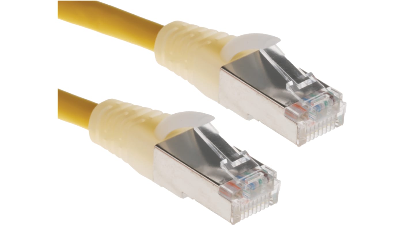 Cavo Ethernet Cat5e (F/UTP) RS PRO, guaina in PVC col. Giallo, L. 5m, Con terminazione