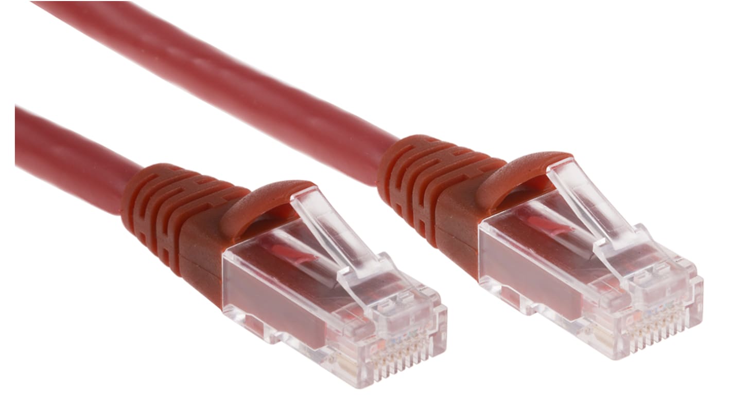 RS PRO Cat6 Male RJ45 to Male RJ45 Ethernet Cable, U/UTP, Red LSZH Sheath, 10m