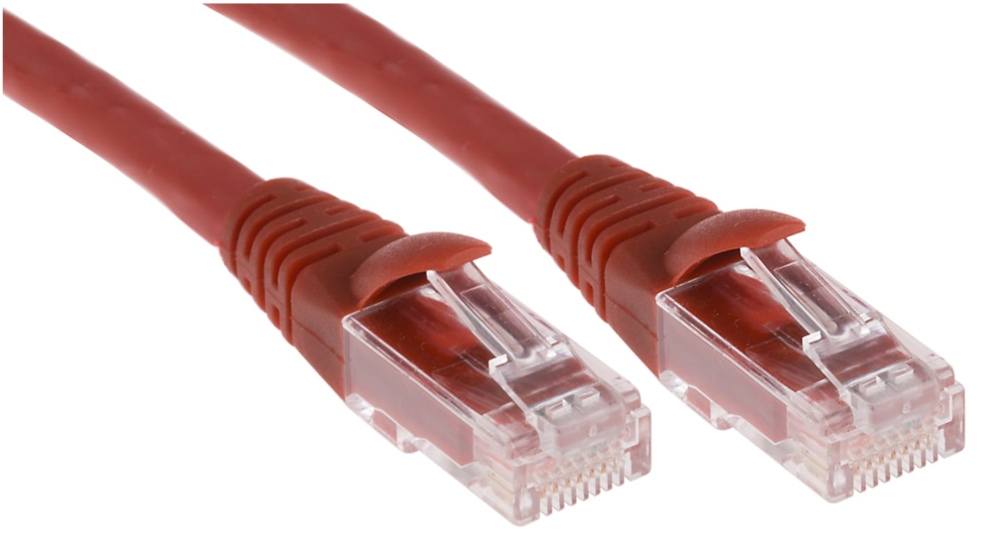 RS PRO Cat6 Male RJ45 to Male RJ45 Ethernet Cable, U/UTP, Red LSZH Sheath, 3m