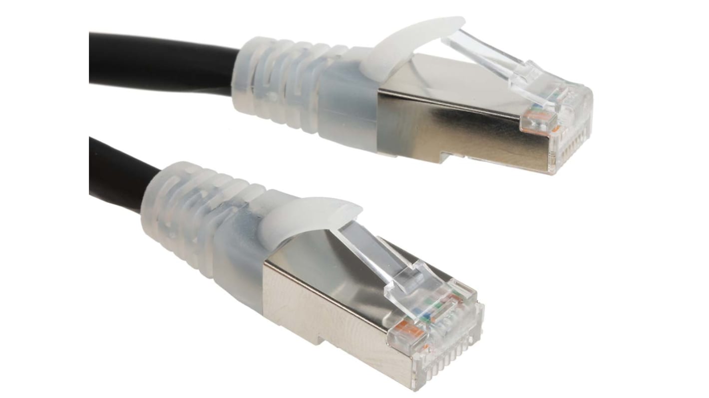 Cavo Ethernet Cat6 (F/UTP) RS PRO, guaina in LSZH col. Nero, L. 2m, Con terminazione