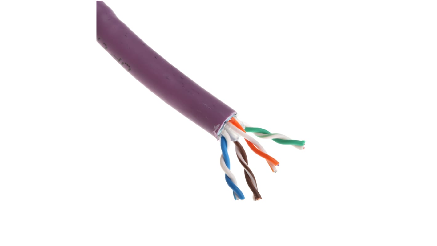 Cable Ethernet Cat6 F/UTP RS PRO de color Morado, long. 305m, funda de LSZH, Libre de halógenos y bajo nivel de humo