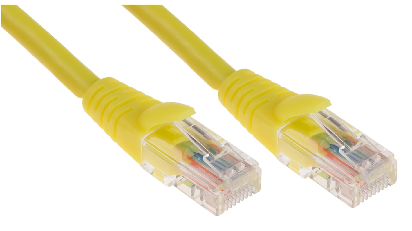 Cavo Ethernet Cat5e (U/UTP) RS PRO, guaina in LSZH col. Giallo, L. 3m, Con terminazione