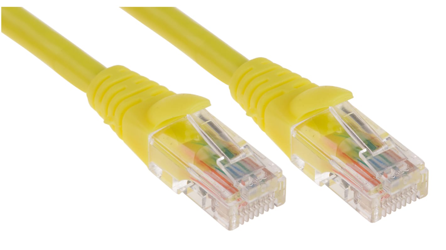 RS PRO Cat5e Male RJ45 to Male RJ45 Ethernet Cable, U/UTP, Yellow LSZH Sheath, 2m