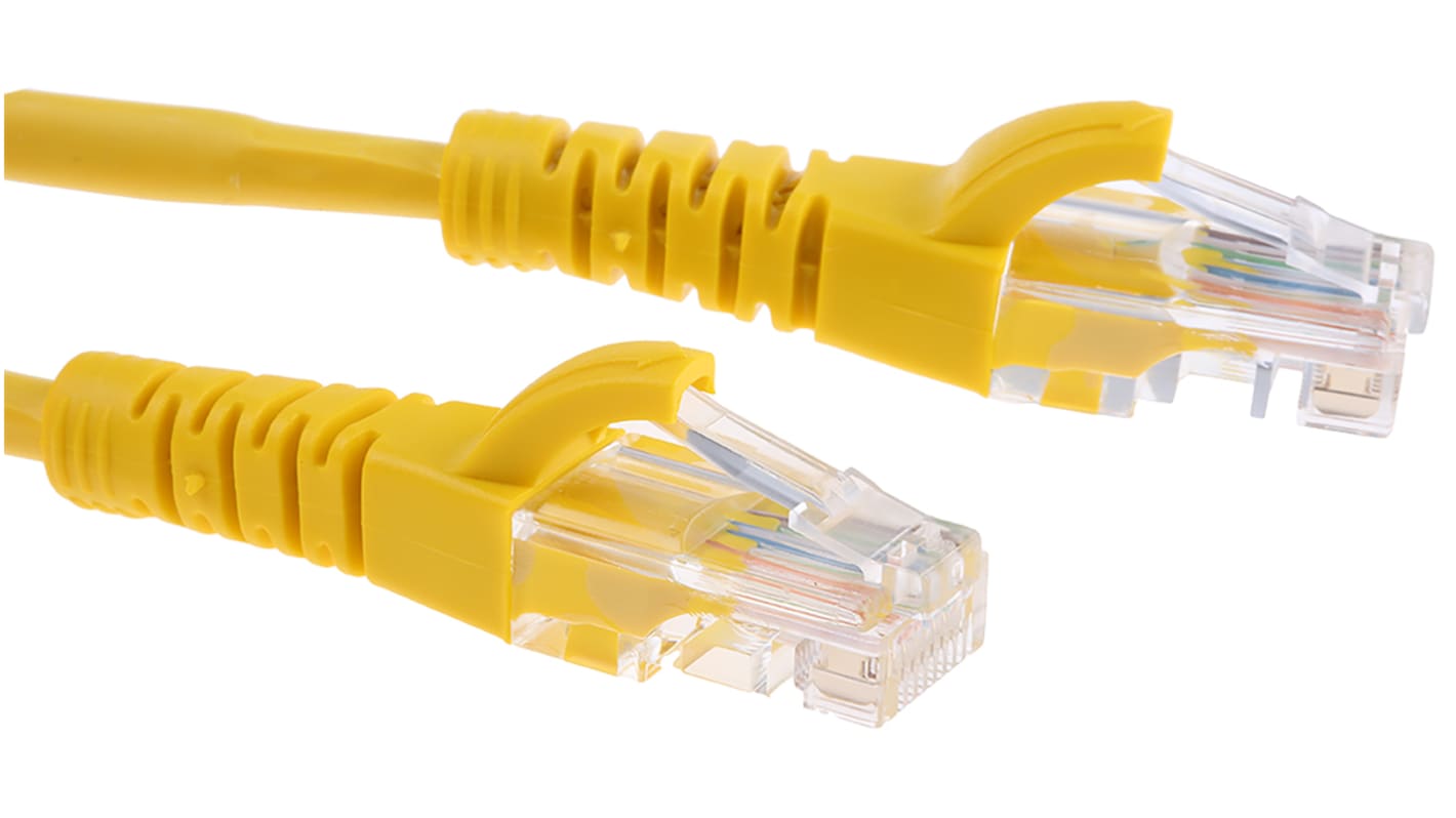 RS PRO Cat5e Male RJ45 to Male RJ45 Ethernet Cable, U/UTP, Yellow LSZH Sheath, 5m