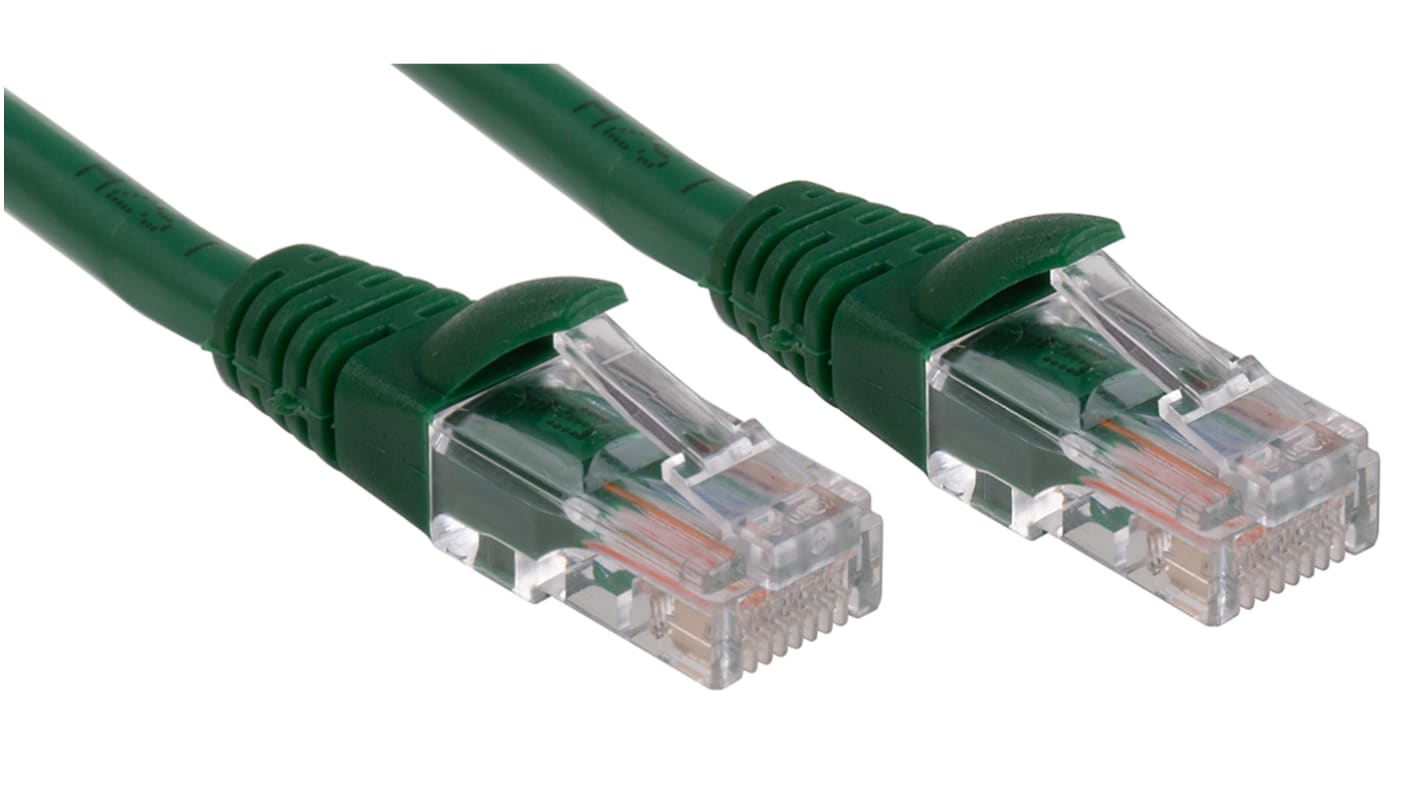 RS PRO Cat5e Male RJ45 to Male RJ45 Ethernet Cable, U/UTP, Green LSZH Sheath, 3m