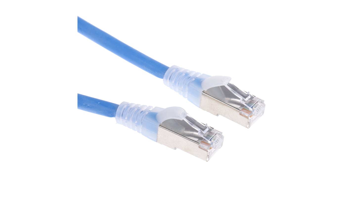 Cavo Ethernet Cat5e (U/UTP) RS PRO, guaina in PVC col. Blu, L. 2m, Con terminazione