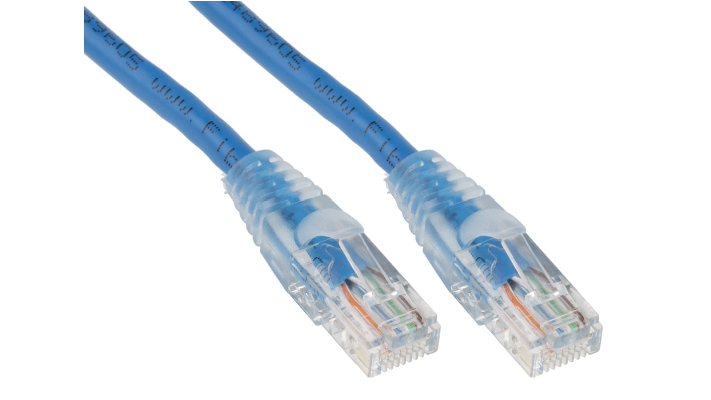 RS PRO Cat5e Male RJ45 to Male RJ45 Ethernet Cable, U/UTP, Blue PVC Sheath, 3m