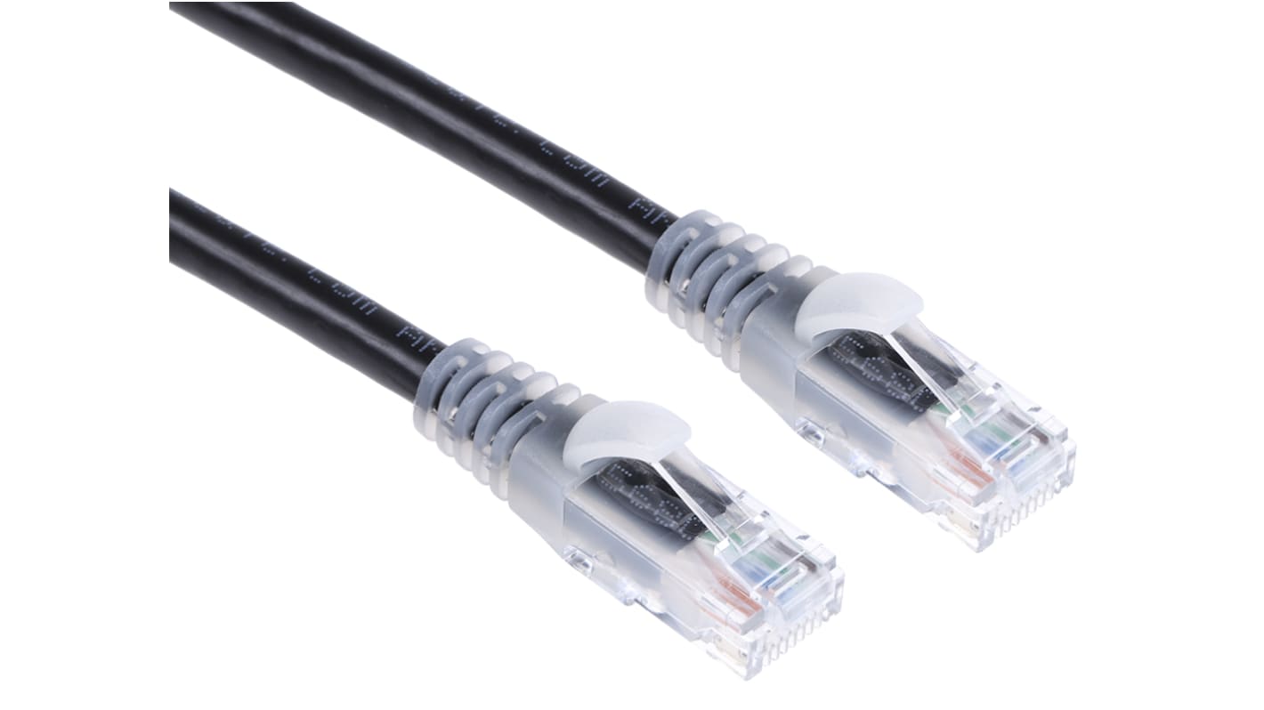 RS PRO Cat6 Male RJ45 to Male RJ45 Ethernet Cable, U/UTP, Black PVC Sheath, 10m