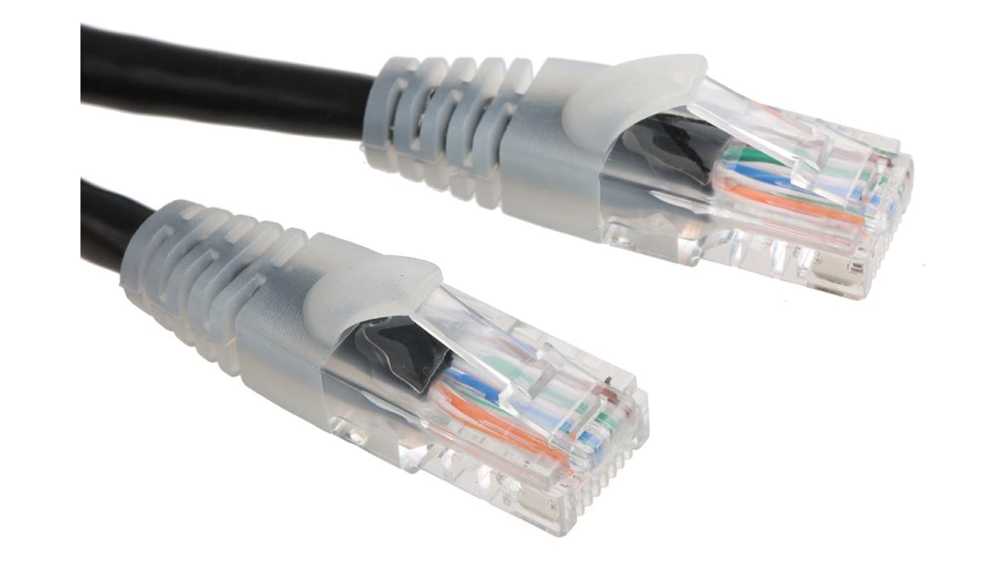 RS PRO Cat5e Male RJ45 to Male RJ45 Ethernet Cable, U/UTP, Black PVC Sheath, 10m