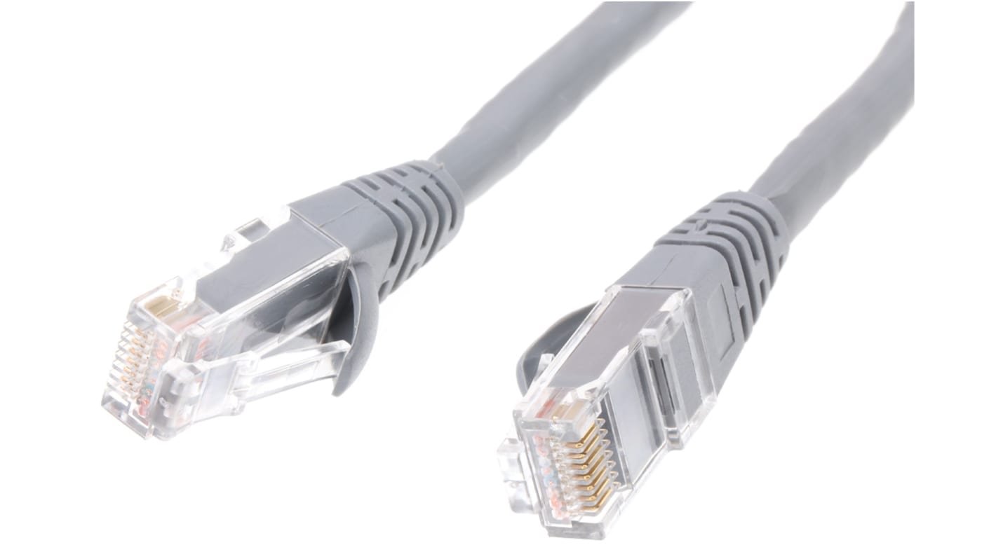 Cavo Ethernet Cat6 (U/UTP) RS PRO, guaina in LSZH col. Grigio, L. 0.5m, Con terminazione