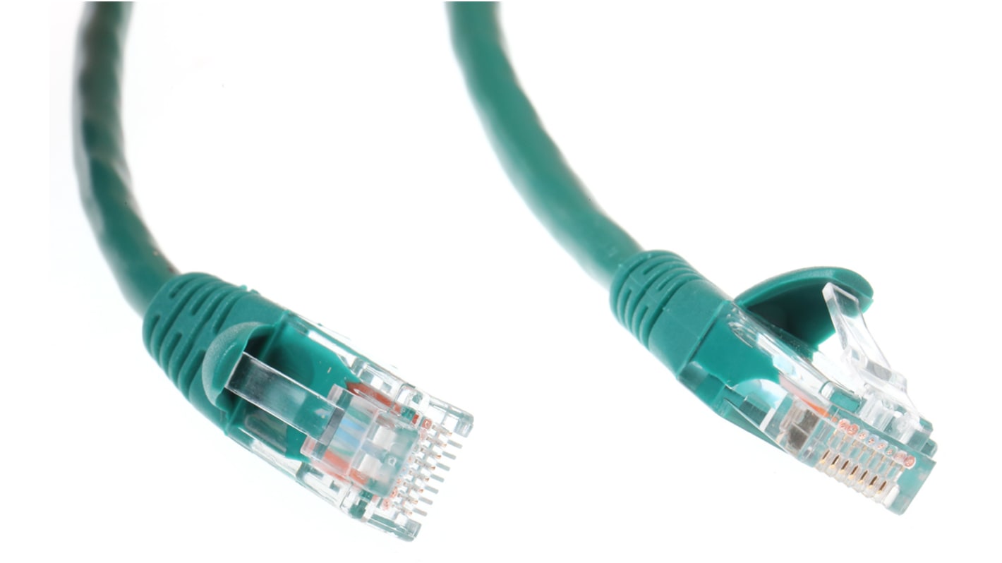 RS PRO Cat5e Male RJ45 to Male RJ45 Ethernet Cable, U/UTP, Green PVC Sheath, 3m