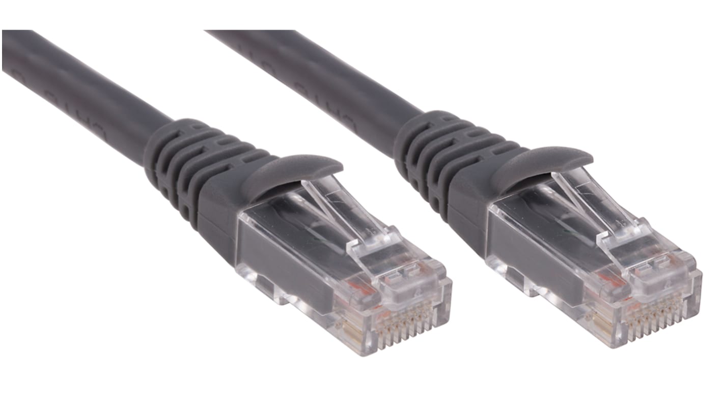 RS PRO Cat6 Male RJ45 to Male RJ45 Ethernet Cable, U/UTP, Grey LSZH Sheath, 1m