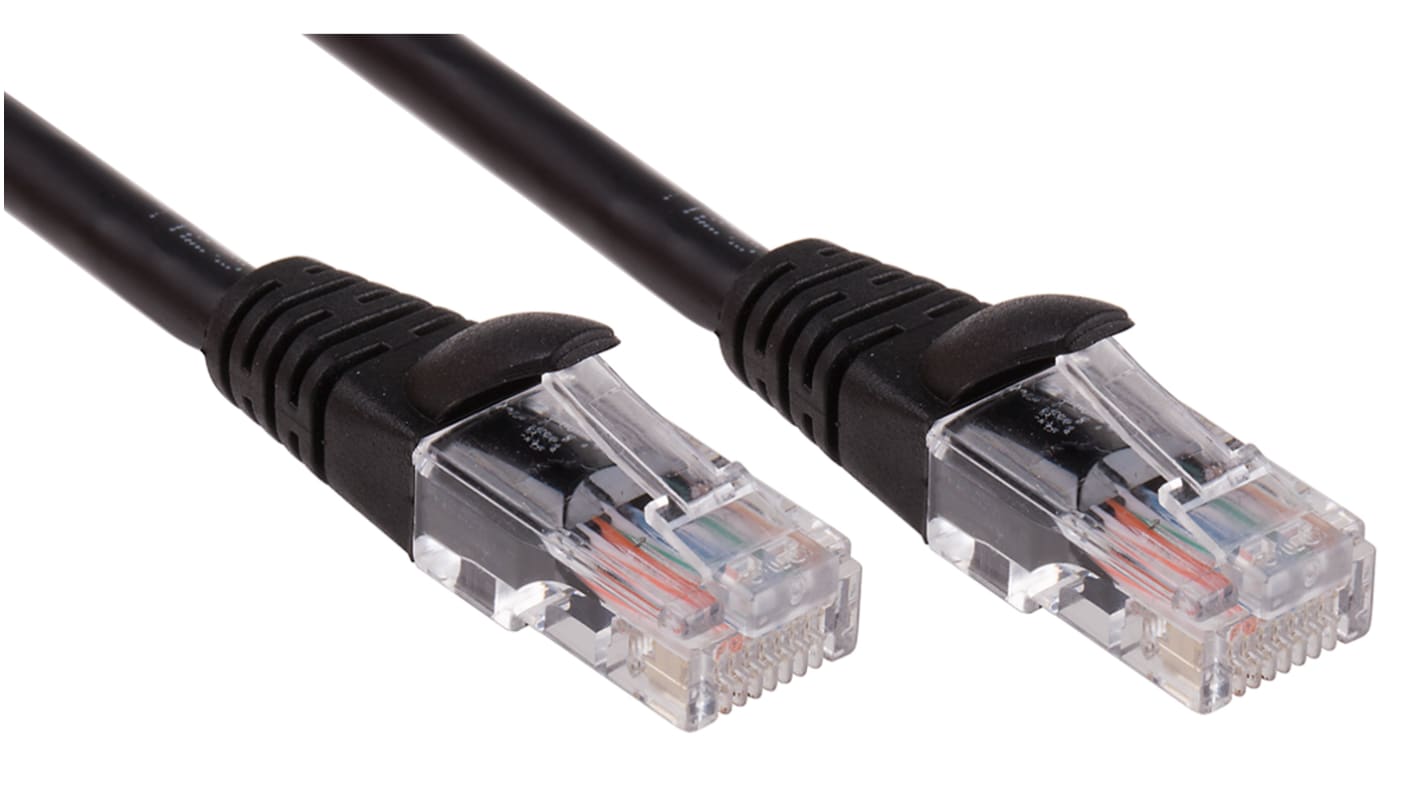 RS PRO Cat5e Male RJ45 to Male RJ45 Ethernet Cable, U/UTP, Black LSZH Sheath, 2m