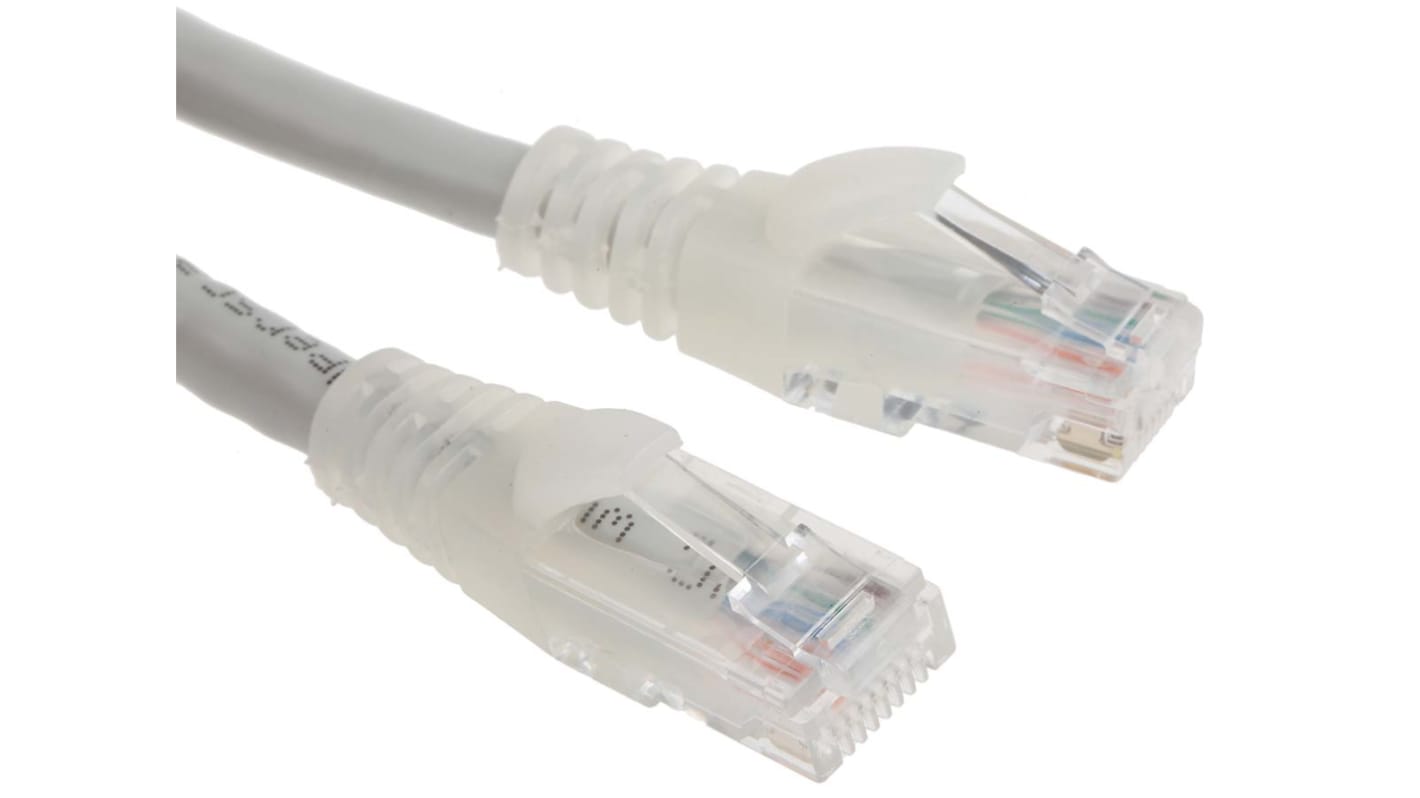 RS PRO Cat6 Male RJ45 to Male RJ45 Ethernet Cable, U/UTP, Grey PVC Sheath, 1m