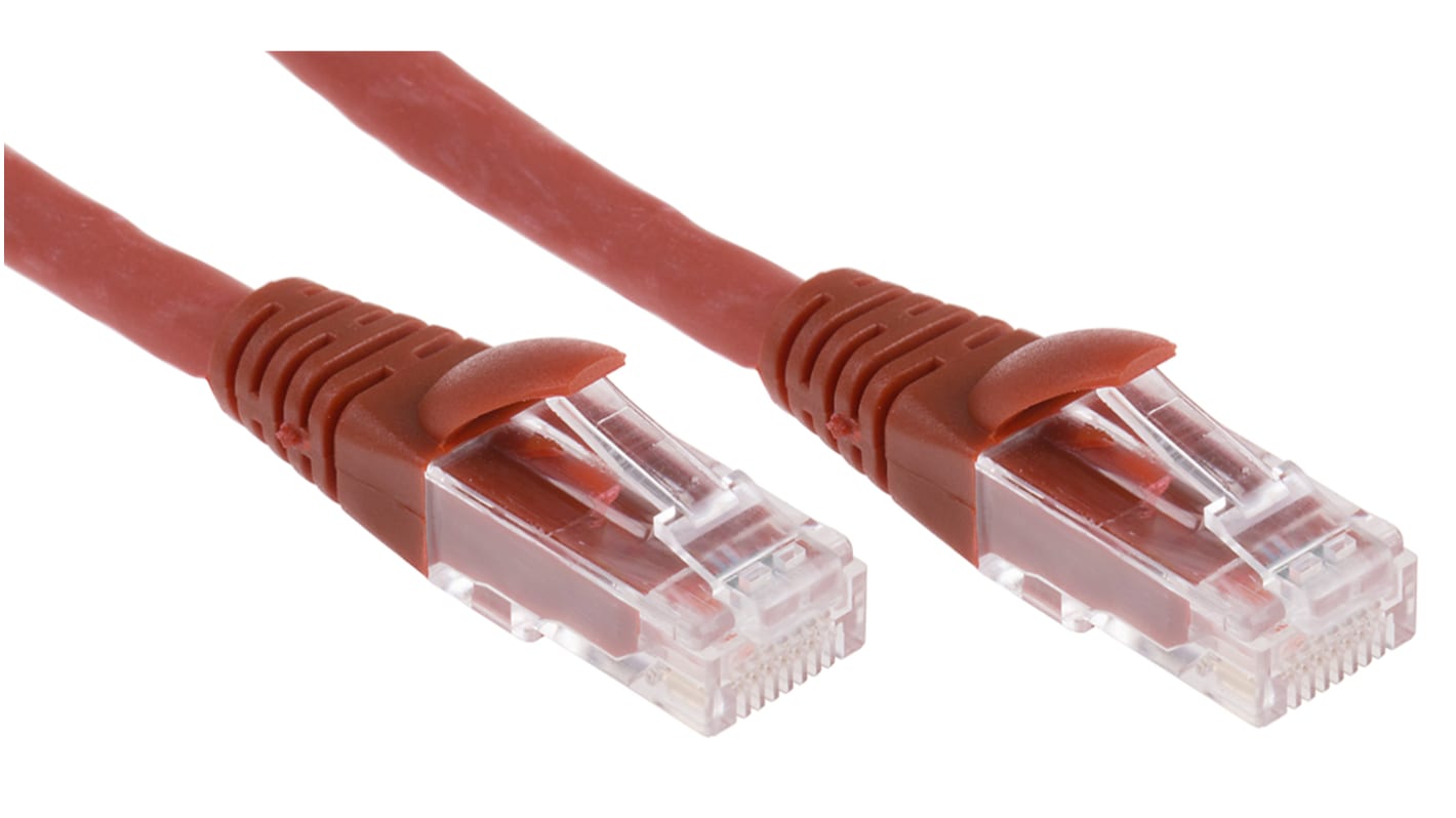 RS PRO Cat6 Male RJ45 to Male RJ45 Ethernet Cable, U/UTP, Red LSZH Sheath, 2m